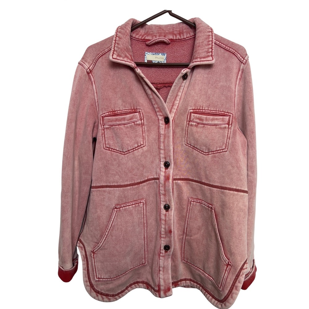PILCRO & THE LETTERPRESS Red‎ Tie Dye Collared Button Up Shirt Jacket Women's M